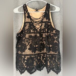Express Black Lace Floral tank NWT
